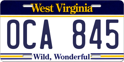 WV license plate OCA845