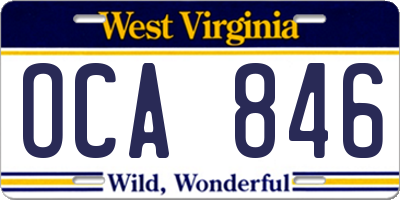 WV license plate OCA846