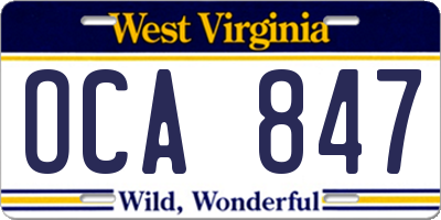 WV license plate OCA847