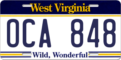 WV license plate OCA848