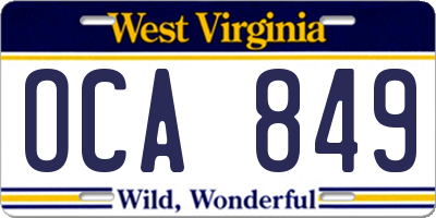 WV license plate OCA849