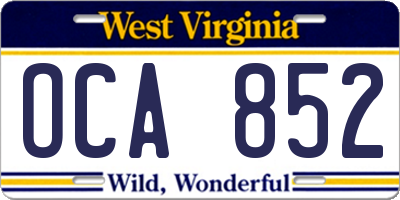 WV license plate OCA852
