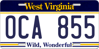 WV license plate OCA855