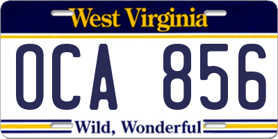 WV license plate OCA856