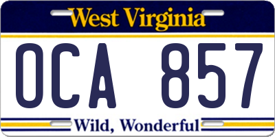 WV license plate OCA857