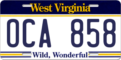 WV license plate OCA858