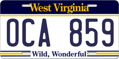 WV license plate OCA859