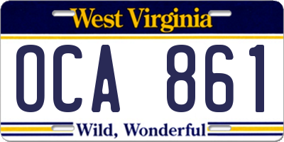 WV license plate OCA861