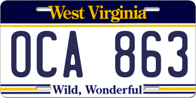 WV license plate OCA863