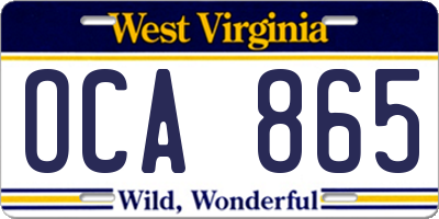 WV license plate OCA865