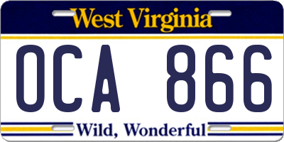 WV license plate OCA866