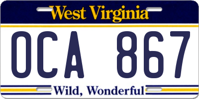 WV license plate OCA867