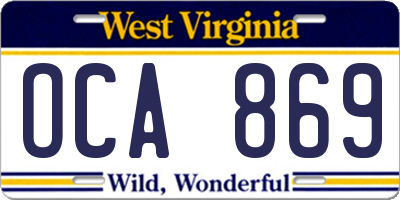 WV license plate OCA869