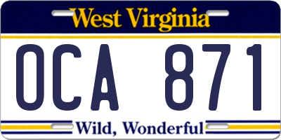 WV license plate OCA871