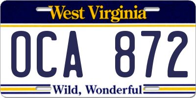 WV license plate OCA872