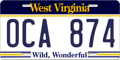 WV license plate OCA874