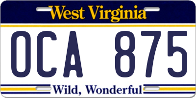 WV license plate OCA875