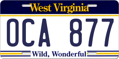 WV license plate OCA877
