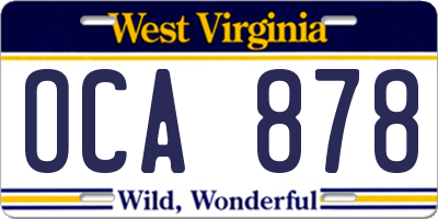 WV license plate OCA878