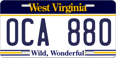 WV license plate OCA880