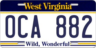 WV license plate OCA882