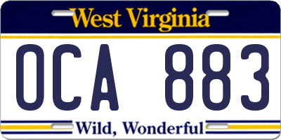 WV license plate OCA883