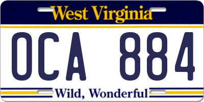 WV license plate OCA884