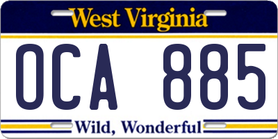 WV license plate OCA885