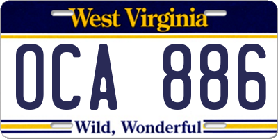WV license plate OCA886