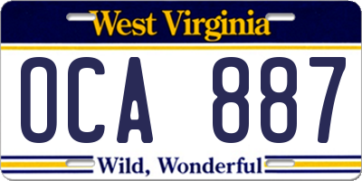 WV license plate OCA887