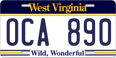 WV license plate OCA890