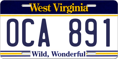 WV license plate OCA891
