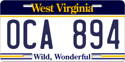 WV license plate OCA894