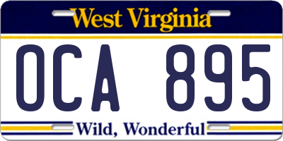 WV license plate OCA895