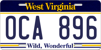 WV license plate OCA896