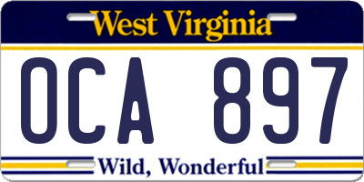 WV license plate OCA897