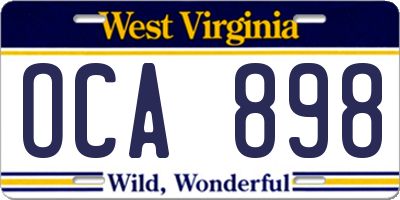 WV license plate OCA898
