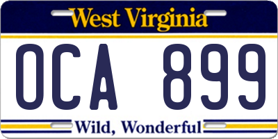 WV license plate OCA899