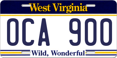WV license plate OCA900