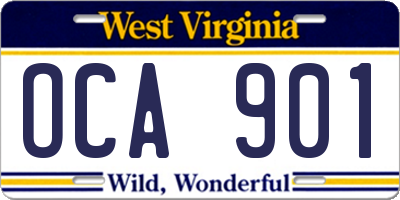 WV license plate OCA901