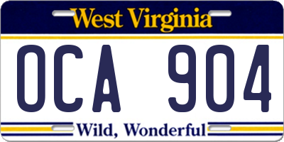 WV license plate OCA904