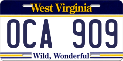 WV license plate OCA909