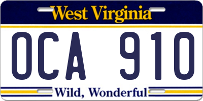 WV license plate OCA910