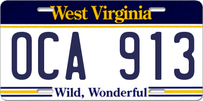 WV license plate OCA913