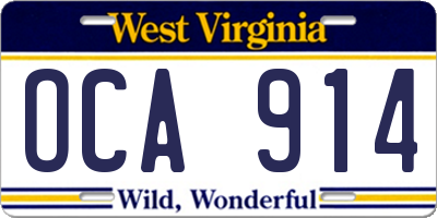 WV license plate OCA914