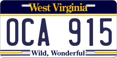 WV license plate OCA915