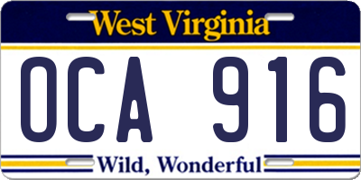 WV license plate OCA916