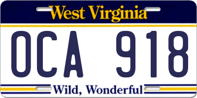 WV license plate OCA918