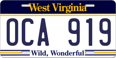 WV license plate OCA919