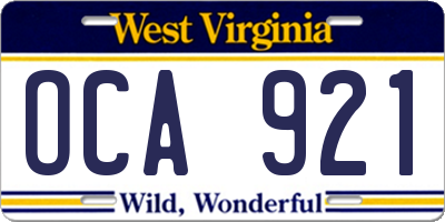 WV license plate OCA921